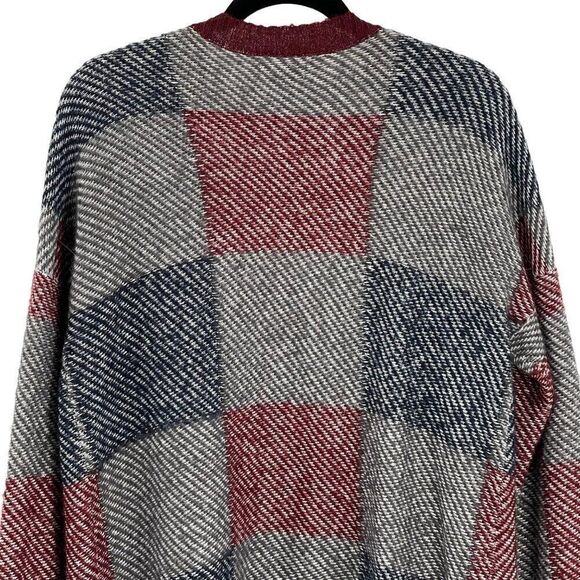 Lucky Brand Alpaca Wool Mohair Blend Check Open Front Cardigan Sweater Large - Picture 9 of 14